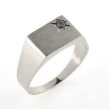 Billede af Herrering m. lukket bund brill. 0,10 w/vs. 14 kt. hvg.