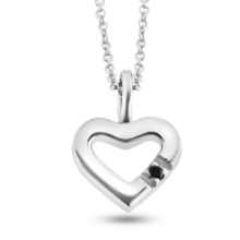 Billede af Vedhæng hjerte, safir 0,03 ct. 14 kt. hvg.