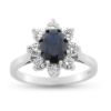 Billede af Rosetring med facet mørk blå safir 8,1*6,2 mm. & 8 * brill. a 0,07 w/vs 14 kt. hvg.