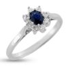 Billede af Rosetring oval blå safir 4*3 mm. + 8* 0,02 w/vs. 14 kt. hvg.