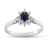 Billede af Rosetring oval blå safir 4*3 mm. + 8* 0,02 w/vs. 14 kt. hvg.