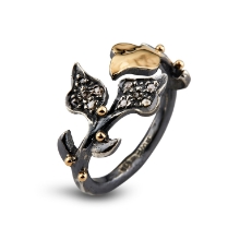 Billede af By Birdie Kensington ring sort rhodineret sølv m.14kt og ialt 0,08 ct brillant str. 57