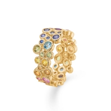 Billede af Mads Z "Luxury Rainbow" ring 14 kt. dobbelt m.ægte sten str. 58