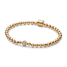 Billede af Pandora armbånd Kugle- og Pavéindfattet forgyldt metalblanding (17 cm)