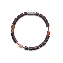 Billede af Mads Z Black Sun "Rincon" armbånd sølv lås, rød nylon str. 21 cm