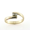 Billede af Ring forskudt, grabbe fatning 2 stk. 2 m/m. syn. stene. 14 kt.
