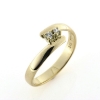 Billede af Ring forskudt, grabbe fatning 2 stk. 2 m/m. syn. stene. 14 kt.