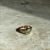 Billede af Studio Z "Forest" ring forgyldt sølv m. grøn cz (str. 50-60)