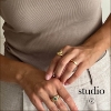 Billede af Studio Z "Forest" ring forgyldt sølv m. grøn cz (str. 50-60)