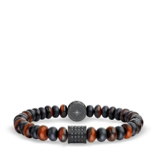 Billede af Bering Arctic Symphony armbånd sort stål m. tigerøje + keramik (200mm)