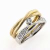 Billede af Dobbelt ring 2 farvet guld, 9 brillanter 14 kt. + 14 kt. hvg.