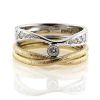 Billede af Dobbelt ring 2 farvet guld, 9 brillanter 14 kt. + 14 kt. hvg.