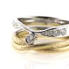 Billede af Dobbelt ring 2 farvet guld, 9 brillanter 14 kt. + 14 kt. hvg.