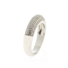 Billede af By Pind ring sølv rhodineret båndring med zirkoniasten (str 54)