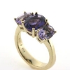 Billede af Ring med 3 ovale ametyster, facet slib, 14 kt. 