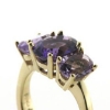 Billede af Ring med 3 ovale ametyster, facet slib, 14 kt. 