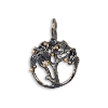 Billede af By Birdie Tree of Life Small vedhæng sort rhodineret sølv m.14kt. 0,05 ct brill