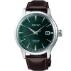 Billede af Seiko Presage Automatic herreur stål grøn urskive 40,5mm dato brun læderrem mineralglas 5ATM