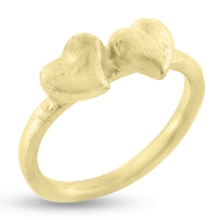 Billede af Ring hjerter, 1 brill. 0,03 w/vs. massiv, 2 hjerter 14 kt. (hjertering)