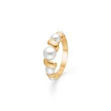 Billede af Mads Z "Swirl w. Pearls" ring 14 kt. m. perler str. 60
