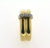 Billede af Ringe, 2 Ringe 14 kt. loddet fast sammen, påloddet bånd 14 kt. hvg., isat 1 brill. a 0,02 w/vs.  