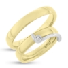 Billede af Viel. & Forl. ringe, påloddet pynt hvg. på d-ring med brill. 0,03 w/vs. 14 kt. + 14 kt. hvg.