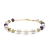 Billede af Mads Z "Treasure" armbånd 14kt. guld m. grøn granat, ametyst og perle (18,5-20,5cm)
