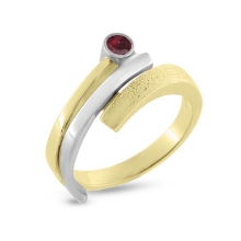 Billede af Ring rubin 0,05 ct. skinne gul, pynt hvg. 14 kt.