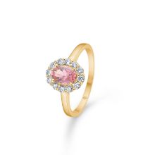 Billede af Mads Z "Portofino" ring 14 kt. guld m. pink topas + 0,35 ct. brillanter (str. 52)
