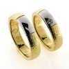 Billede af 1 par vielsesringe med hvidguld, damering fattet med brillant 14 kt.
