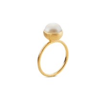 Billede af Susanne Friis Bjørner Ring sølv forgyldt ferskvandsperle 8mm str. 58