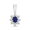 Billede af Roset vedhæng oval blå safir 4*3 mm. + 8* 0,02 w/vs. 14 kt. hvg.