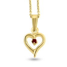 Billede af Vedhæng åbent hjerte i 14 kt. m. 0,03 ct. rubin