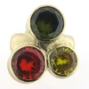 Billede af Ring massiv 3 facet stene, 14 kt. 