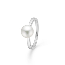 Billede af Mads Z "Crown Pearl" ring 14 kt. hvidguld m. kulturperle (str. 56)
