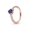 Billede af Pandora Heart ring med klar og blå zirkonia rosaforgyldt