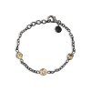 Billede af By Birdie Mani Coin armbånd sort rhodineret sølv m.14kt. 