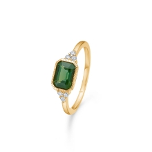 Billede af Mads Z "Elvira" ring 14 kt. guld m. grøn turmalin + brillanter (str. 56)