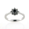 Billede af Rosetring 14 kt. hvg., sort brill. 0,30 ct. + 8 brill. a  0,04 ct. w/vs.
