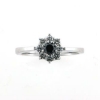 Billede af Rosetring 14 kt. hvg., sort brill. 0,30 ct. + 8 brill. a  0,04 ct. w/vs.