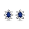Billede af Ørestik Roset til 18 stene, 2 ovale blå safir 4*3 mm. + 16 * 0,02 w/vs. 14 kt. hvg.