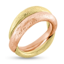 Billede af Ring dobbelt ½ rødt guld + ½ gult guld 14 kt. Billede af Ring dobbelt ½ rødt guld + ½ gult guld 14 kt.