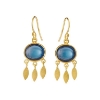 Billede af Susanne Friis Bjørner øreringe forgyldt sølv m. London Blue oval cabochon