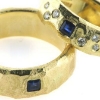 Billede af Ringe 14 kt. cárer slebne blå safirer og 6 brillianter