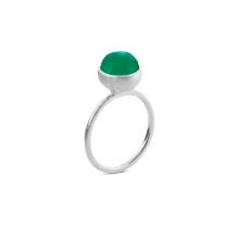 Billede af Susanne Friis Bjørner Ring sølv grøn agat 8mm str. 52