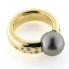 Billede af Ring med Tahiti perle, fattet med 14 brill. 14 kt.