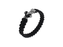 Billede af Zeezen armbånd knyttet sort læder m. titanium thorshammerlås 20 cm