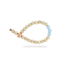 Billede af &Imagine armbånd Blue Sky m. 8mm trækugler og emaljebeads rosaforgyldt lås 20 cm