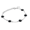 Billede af Susanne Friis Bjørner armbånd sølv m. sort agat (17-21cm)