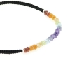 Billede af By Pind Colorful knyttet armbånd sort med regnbue sten og sølv kugler